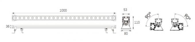 20*2W 1000mm 장식적인 선형 LED 벽 세탁기 막대기, LED 벽 세척 홍수 빛 0