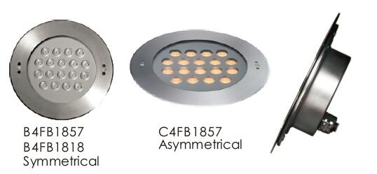 C4FB1857 C4FB1818 RGB Dimmable Recessed 수중 LED 조명 SUS316 스테인레스 스틸 부식 방지 1