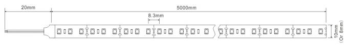높은 R9 값 CRI 90 3528 유연한 LED 스트립 조명 10mm FPC 120LEDs/m SDCM < 3 0