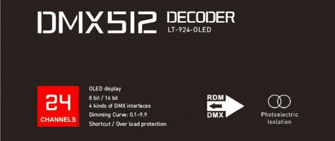 3A * 24CH 광전 절연 기능이 있는 최대 1728W CV DMX 디코더 1