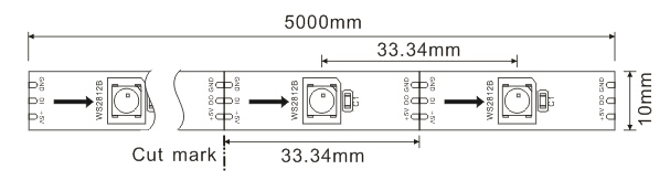 5VDC WS2812B 디지털 LED 스트립 조명 주소 지정 가능 30픽셀/M 및 30개 LED/M 0