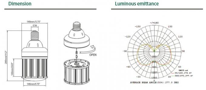 100W E39 LED 옥수수 빛 고휘도 12660LM은 350W HID 램프 UL DLC를 대체했습니다. 2