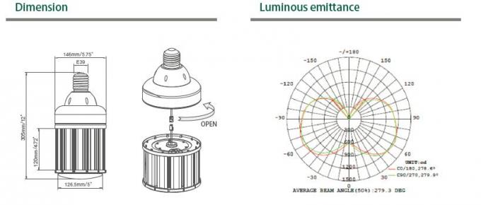 120W E39 Samsung LED 옥수수 전구, E40 LED 옥수수 가로등은 400W 포스트 정상 램프를 대체합니다 2
