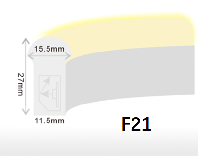 F15 F21 DMX 네온 LED 스트립 조명 조정 가능한 평면/돔형 모양 9W/미터 CRI80 IP68 방수 1