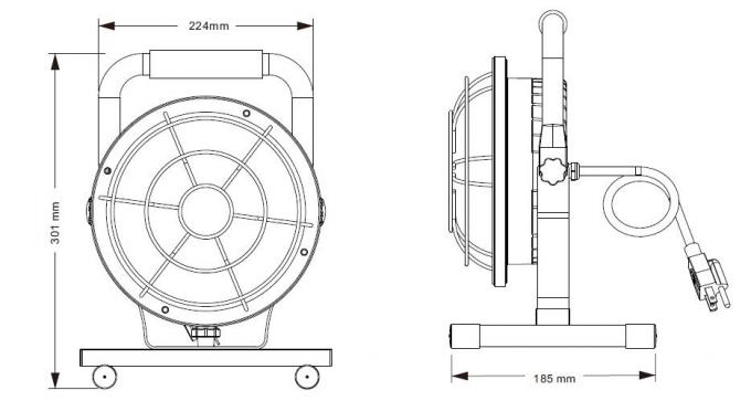 dimensions for portable IP65 30W LED work light